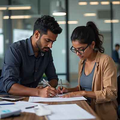 Man filing taxes online